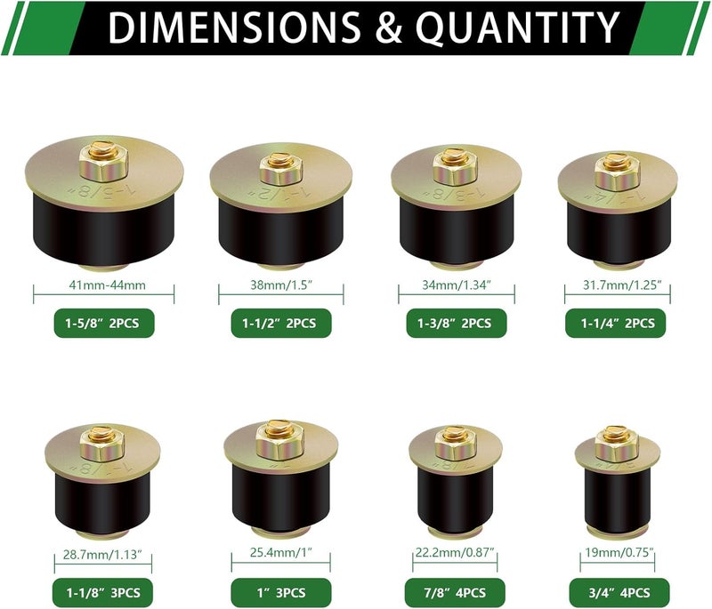 Japtend 22pcs Expandable Freeze Rubber Plugs Assortment Kit, 8 Sizes Automotive Rubber Expansion Freeze Plugs Fit Hole 3/4" 7/8" 1" 1-1/8" 1-1/4" 1-3/8" 1-1/2" 1-5/8" - Image 2